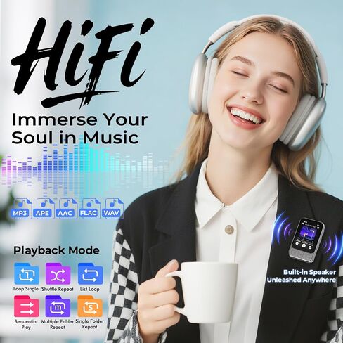 32GB Clip MP3 Player with Bluetooth 5.3 & Speaker, Only 1.2 Oz in Saudi Arabia