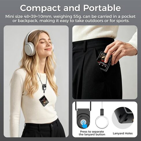 مشغل MP3 بسعة 32 جيجابايت مزود بتقنية Bluetooth 5.3 ومشغل موسيقى Diofox مقاس 2.4 بوصة يتميز بمكبرات صوت مدمجة عالية الدقة وراديو FM وتسجيل صوتي وجودة صوت Hi-Fi ووظيفة الكتاب الإلكتروني؛ مشغل MP3 للأطفال، أسود in Saudi Arabia