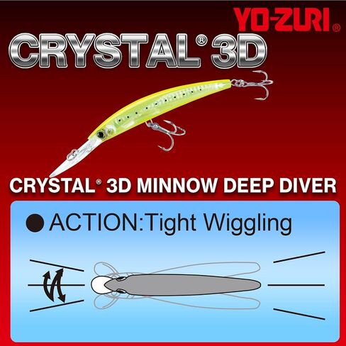 Yo-Zuri Crystal 3D Minnow Deep Diver Lure, Red Head, 5-1/4-Inch in Saudi Arabia