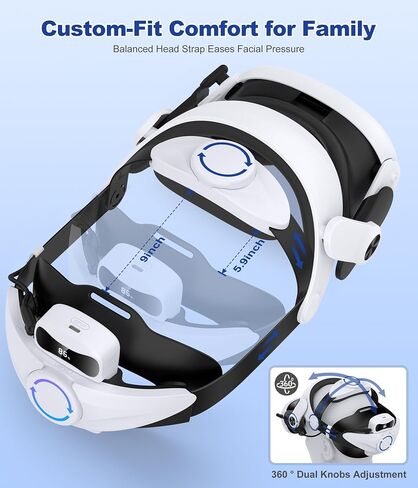 7500mAh Battery Head Strap for Quest3S/Quest 3/Quest 2, Hot-Swappable Detachable Battery, with Cotton BackPad&Charging Station, Adjustable VR Head Strap Replacement for Elite Strap, in Saudi Arabia