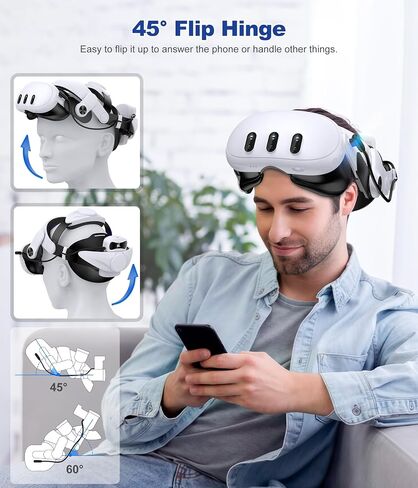 7500mAh Battery Head Strap for Quest3S/Quest 3/Quest 2, Hot-Swappable Detachable Battery, with Cotton BackPad&Charging Station, Adjustable VR Head Strap Replacement for Elite Strap, in Saudi Arabia