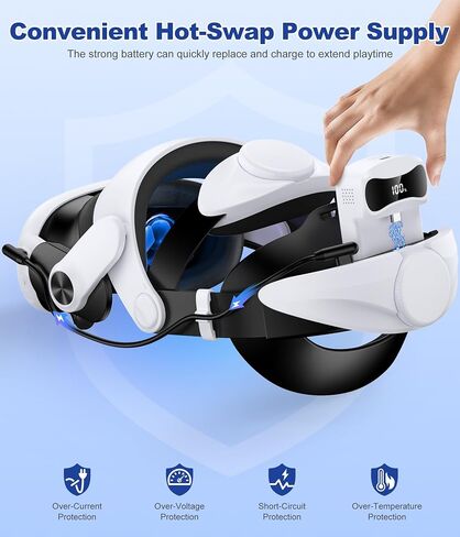 7500mAh Battery Head Strap for Quest3S/Quest 3/Quest 2, Hot-Swappable Detachable Battery, with Cotton BackPad&Charging Station, Adjustable VR Head Strap Replacement for Elite Strap, in Saudi Arabia
