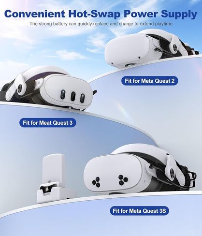 7500mAh Battery Head Strap for Quest3S/Quest 3/Quest 2, Hot-Swappable Detachable Battery, with Cotton BackPad&Charging Station, Adjustable VR Head Strap Replacement for Elite Strap, in Saudi Arabia