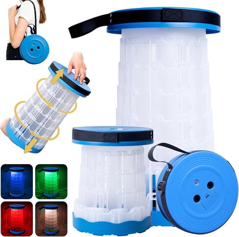 LED Telescoping Camping Stool, Lightweight Collapsible Portable Seat with Built-in Light for Camping, Fishing, BBQ, Hiking & Music Festivals, RGB Flash in Saudi Arabia
