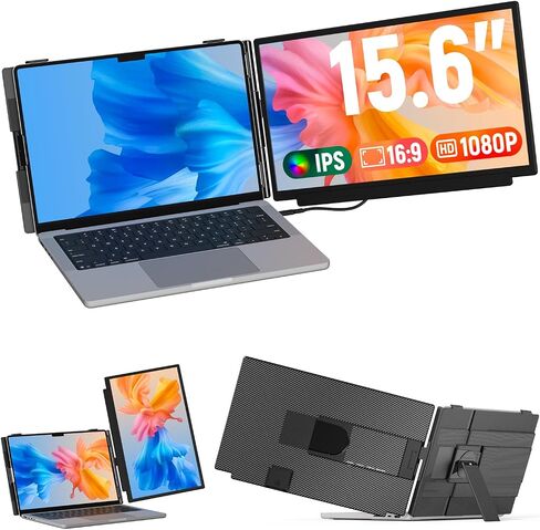 موسع شاشة الكمبيوتر المحمول FLYTOCCA، شاشة 15.6 بوصة 1080 بكسل FHD IPS، شاشة ثانية قابلة للفصل تدعم التركيب الرأسي، التوصيل والتشغيل، موسع شاشة الكمبيوتر المحمول لأجهزة الكمبيوتر المحمول 13 بوصة - 17.3 بوصة، ويندوز، ماك، كروم in Saudi Arabia