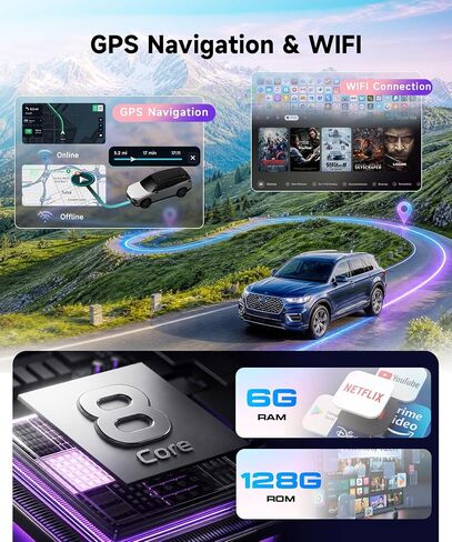 ستيريو سيارة 8 Core 6G+128G Android 15 لسيارة Ford Fusion 2013-2019، Carplay Android Auto، راديو شاشة تعمل باللمس Rimoody مقاس 9 بوصات مع GPS/BT 5.0/FM RDS/DSP/5G-WiFi كاميرا احتياطية SWC in Saudi Arabia