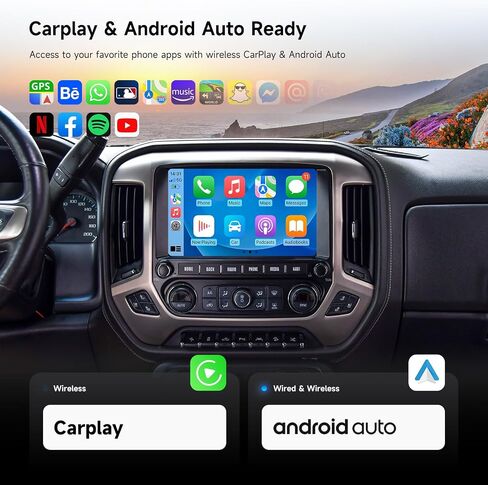 ستيريو سيارة Dasaita Android 13 لسيارة Silverado GMC Sierra 2014-2019 مع Carplay اللاسلكي/Android Auto، وحدة رأس شاشة تعمل باللمس 11.6 بوصة، GPS، راديو، بلوتوث 5.0، 4G LTE/5G WiFi، 8G RAM 256G ROM in Saudi Arabia