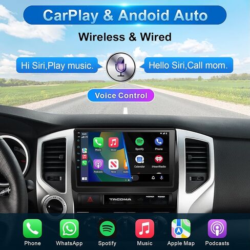 Car Radio for Toyota Tacoma 2005-2015 Wireless Carplay Android Auto,9 inch HD IPS Touchscreen Car Stereo with Mirror Link Bluetooth/EQ/FM/SWC in Saudi Arabia