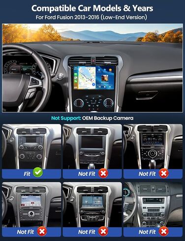 4GB+64GB Car Radio Stereo for Ford Fusion 2013-2016 (for Small Display) Wireless CarPlay & Android Auto 9 Inch in-Cell 1280 * 720 Touch Screen Head Unit with GPS WiFi Bluetooth FM Backup Camera in Saudi Arabia