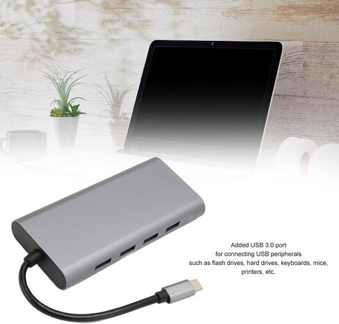 محور Vikye USB 3.0، محطة إرساء 11 في 1 5 جيجابت في الثانية USB/USB C، USB 3.0 x 4 / HD 4K VGA RJ45 Ethernet PD شحن منافذ 3.5 مم، موزع USB متوافق مع نظام التشغيل Windows in Saudi Arabia