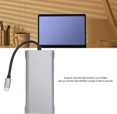 محور Vikye USB 3.0، محطة إرساء 11 في 1 5 جيجابت في الثانية USB/USB C، USB 3.0 x 4 / HD 4K VGA RJ45 Ethernet PD شحن منافذ 3.5 مم، موزع USB متوافق مع نظام التشغيل Windows in Saudi Arabia