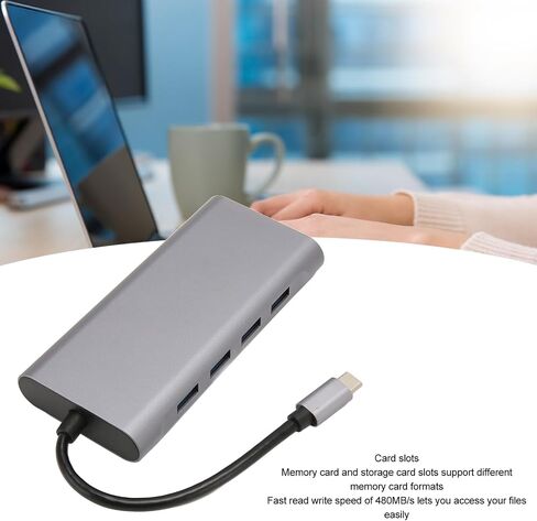 محور Vikye USB 3.0، محطة إرساء 11 في 1 5 جيجابت في الثانية USB/USB C، USB 3.0 x 4 / HD 4K VGA RJ45 Ethernet PD شحن منافذ 3.5 مم، موزع USB متوافق مع نظام التشغيل Windows in Saudi Arabia