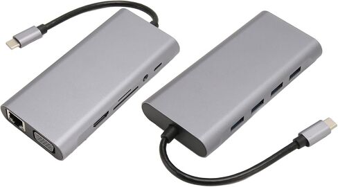 محور Vikye USB 3.0، محطة إرساء 11 في 1 5 جيجابت في الثانية USB/USB C، USB 3.0 x 4 / HD 4K VGA RJ45 Ethernet PD شحن منافذ 3.5 مم، موزع USB متوافق مع نظام التشغيل Windows in Saudi Arabia