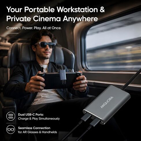 AR Glasses Hub for Switch 2, USB-C to AR Glasses 4K@60Hz Adapter with 100W PD 3.0 Charging, Aluminum Shell, Compatible with Switch2, ROG Ally X, Steam Deck, Supports XREAL Rokid Viture Glasses in Saudi Arabia