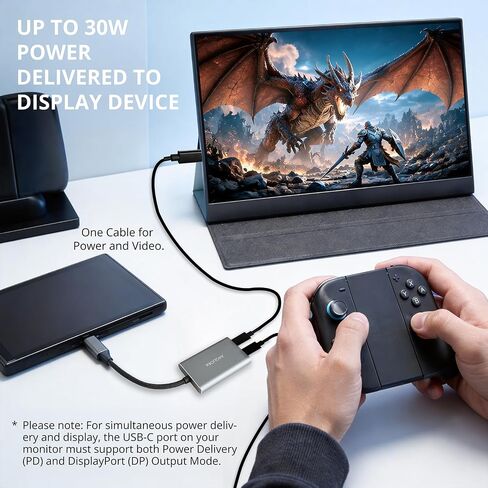 AR Glasses Hub for Switch 2, USB-C to AR Glasses 4K@60Hz Adapter with 100W PD 3.0 Charging, Aluminum Shell, Compatible with Switch2, ROG Ally X, Steam Deck, Supports XREAL Rokid Viture Glasses in Saudi Arabia