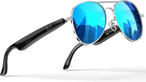 EarlySincere AI Smart Glasses, Smart Translation Glasses That Support 164 Language Translation, IP65 Waterproof Smart Sunglasses, Classic Aviator Sunglasses with Voice Assistant/AI Call/Chat GPT in Saudi Arabia