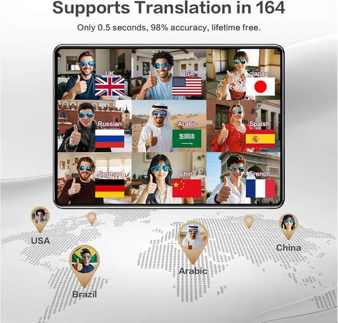 EarlySincere AI Smart Glasses, Smart Translation Glasses That Support 164 Language Translation, IP65 Waterproof Smart Sunglasses, Classic Aviator Sunglasses with Voice Assistant/AI Call/Chat GPT in Saudi Arabia
