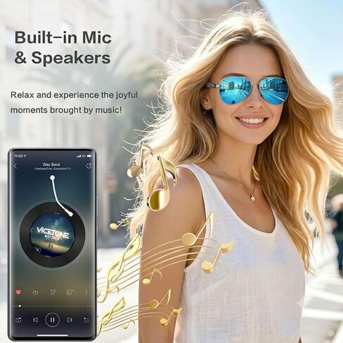 EarlySincere AI Smart Glasses, Smart Translation Glasses That Support 164 Language Translation, IP65 Waterproof Smart Sunglasses, Classic Aviator Sunglasses with Voice Assistant/AI Call/Chat GPT in Saudi Arabia