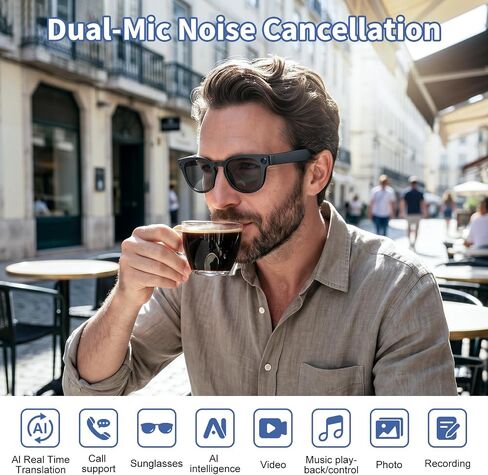 نظارات ذكية بتقنية الذكاء الاصطناعي مع كاميرا بدقة 8 ميجابكسل، ترجمة فورية للرجال والنساء in Saudi Arabia
