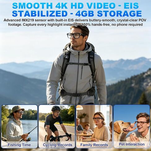 AI Smart Glasses with Camera, 4K Video Recording & Photo Capture Sunglasses in Saudi Arabia