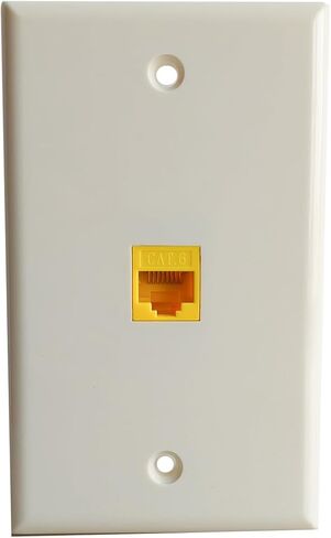 Single Gang CAT6 Ethernet Wall Plate Light Almond - 1 Port CAT 6 RJ45 Keystone Jack Network Outlet Cover Plate Female to Female for CAT8/CAT7/CAT6/CAT5e Cables in Kuwait