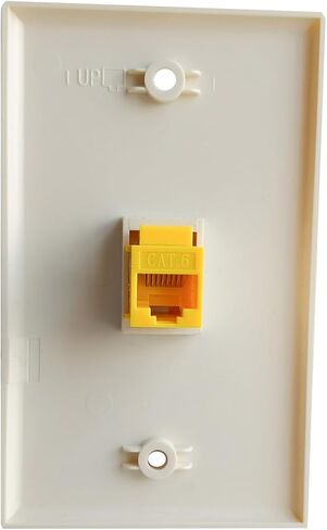 Single Gang CAT6 Ethernet Wall Plate Light Almond - 1 Port CAT 6 RJ45 Keystone Jack Network Outlet Cover Plate Female to Female for CAT8/CAT7/CAT6/CAT5e Cables in Kuwait