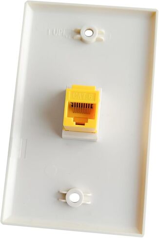 Single Gang CAT6 Ethernet Wall Plate Light Almond - 1 Port CAT 6 RJ45 Keystone Jack Network Outlet Cover Plate Female to Female for CAT8/CAT7/CAT6/CAT5e Cables in Kuwait