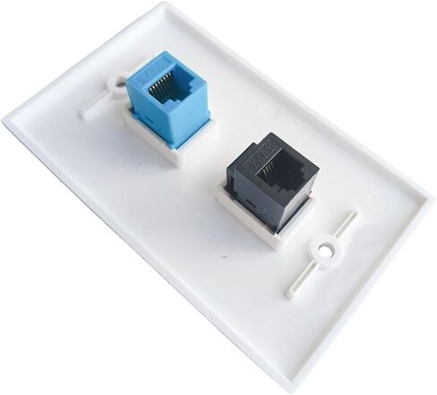 لوحة حائط للهاتف Ethernet CAT6 أنثى إلى أنثى - RJ11 CAT 6 RJ45 Keystone Jack لوحة غطاء للشبكة وكابل الهاتف - أبيض in Saudi Arabia
