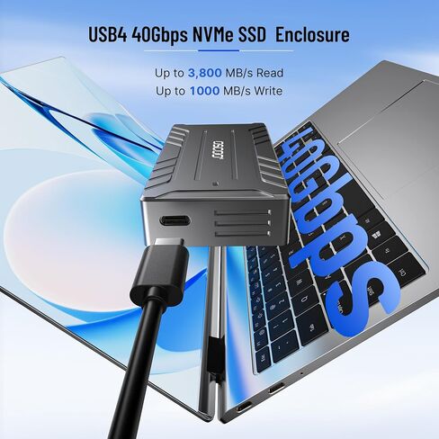40Gbps USB4 NVMe M.2 Enclosure with Active Cooling & Silent Fan, Aluminum Heat Dissipation, Compatible with Thunderbolt 5/4/3, USB4, USB 3.2, M1/M2 Pro/Max – External SSD Enclosure - SSD Not Included in Saudi Arabia