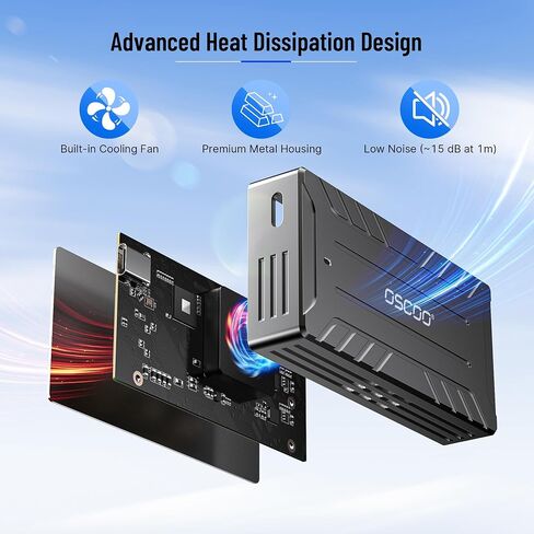 40Gbps USB4 NVMe M.2 Enclosure with Active Cooling & Silent Fan, Aluminum Heat Dissipation, Compatible with Thunderbolt 5/4/3, USB4, USB 3.2, M1/M2 Pro/Max – External SSD Enclosure - SSD Not Included in Saudi Arabia