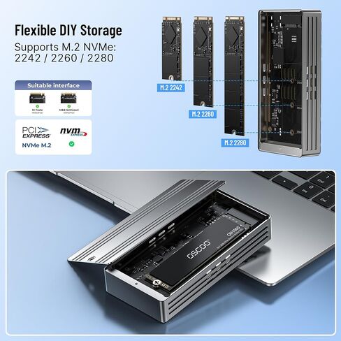 40Gbps USB4 NVMe M.2 Enclosure with Active Cooling & Silent Fan, Aluminum Heat Dissipation, Compatible with Thunderbolt 5/4/3, USB4, USB 3.2, M1/M2 Pro/Max – External SSD Enclosure - SSD Not Included in Saudi Arabia