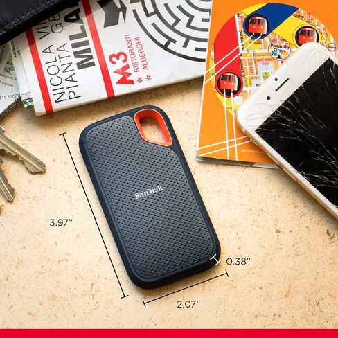 SanDisk 2TB Extreme Portable SSD - ما يصل إلى 1050 ميجابايت/ثانية، USB-C، USB 3.2 Gen 2، مقاومة الماء والغبار IP65، البرامج الثابتة المحدثة - محرك الحالة الصلبة الخارجي - SDSSDE61-2T00-G25 (متجدد) in Saudi Arabia