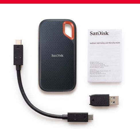 SanDisk 2TB Extreme Portable SSD - ما يصل إلى 1050 ميجابايت/ثانية، USB-C، USB 3.2 Gen 2، مقاومة الماء والغبار IP65، البرامج الثابتة المحدثة - محرك الحالة الصلبة الخارجي - SDSSDE61-2T00-G25 (متجدد) in Saudi Arabia