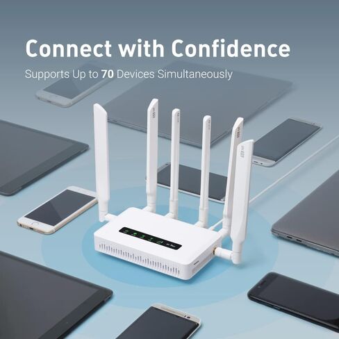 GL.iNet GL-X3000 (Spitz AX) موجه 5G للبوابة الخلوية للمنزل والمركبات الترفيهية، Wi-Fi 6، هوائيات قابلة للفصل، بطاقة SIM مزدوجة، جهاز T-Mobile & AT&T IoT معتمد، عائلة/منطقة ريفية/رحلات برية in Kuwait