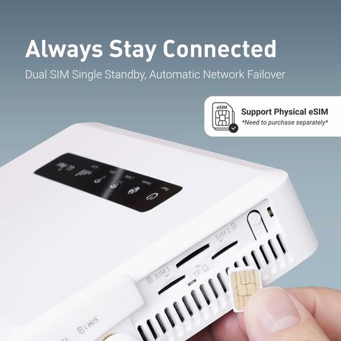GL.iNet GL-X3000 (Spitz AX) موجه 5G للبوابة الخلوية للمنزل والمركبات الترفيهية، Wi-Fi 6، هوائيات قابلة للفصل، بطاقة SIM مزدوجة، جهاز T-Mobile & AT&T IoT معتمد، عائلة/منطقة ريفية/رحلات برية in Kuwait