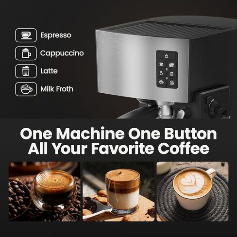 Espresso Machine 20 Bar - Espresso & Coffee Maker with Automatic Milk Frother, Cappuccino Machine, Latte Maker for Home, office, 1250W in Saudi Arabia