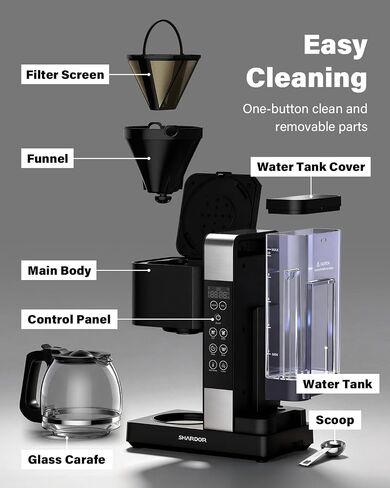 SHARDOR 10-Cup Programmable Drip Coffee Maker, LED Display,Smart Memory in Saudi Arabia