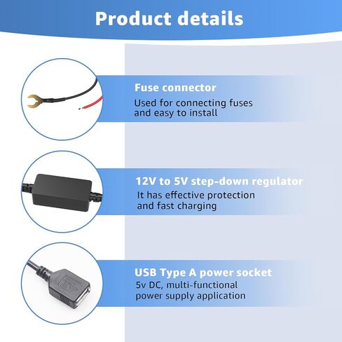 Hardwired USB Charger Kit 5V USB A Hard Wire Kit for Dash Cams,GPS in Saudi Arabia