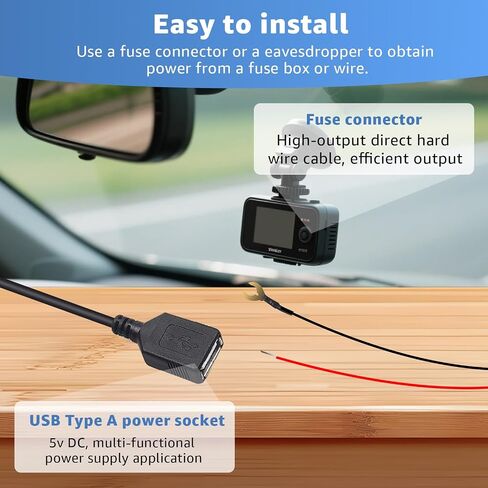 Hardwired USB Charger Kit 5V USB A Hard Wire Kit for Dash Cams,GPS in Saudi Arabia