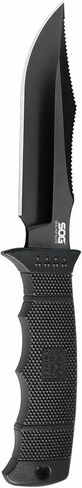 SOG Fixed Blade Knives with Sheath - SEAL Pup Elite Survival Knife, Hunting Knife w/ 4.85 Inch AUS-8 Bowie Knife Blade for a Tactical Knife (E37SN-CP) in Saudi Arabia