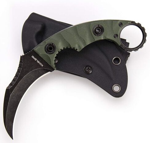 1911K Tactical Knife Fixed Blade Teeth Knife D2 Curved Blade & G10 Handle for Outdoor Survival, Camping, Bushcraft and Hunting, with Sheath in Saudi Arabia