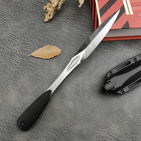 3.46" Fixed Blade Knife with Sheath, 440C Stainless Steel Rubber Handle Straight Knives, Outdoor knife for camping, Hiking, Fishing and Everyday carry in Saudi Arabia