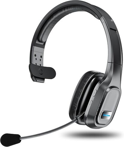 Bluetooth Headset with Mic, 60 Hours Talking Time Single-Ear Wireless Headset, ENC Noise Canceling, One-Touch Mute, Dual-Device Connection for Truck Driver, Office, Call Center, Phone/PC, Black in Saudi Arabia