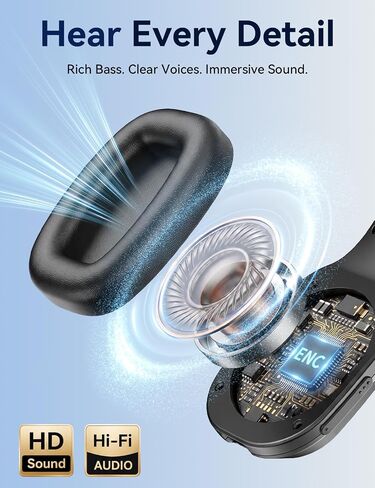 Bluetooth Headset with Mic, 60 Hours Talking Time Single-Ear Wireless Headset, ENC Noise Canceling, One-Touch Mute, Dual-Device Connection for Truck Driver, Office, Call Center, Phone/PC, Black in Saudi Arabia
