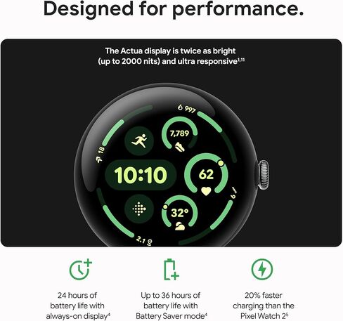 أحدث طراز لساعة Google Pixel Watch 3 (45 ملم) - هيكل من الألومنيوم باللون الأسود غير اللامع - سوار من حجر السج - شبكة Wi-Fi (متجددة) in Saudi Arabia
