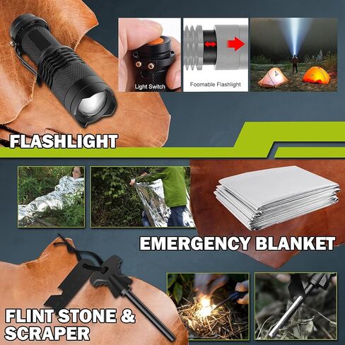 Survival Kit 17 in 1, Survival Gear and Supplies for Adult Teen Men, Survival Case, 2025 Xmas Holiday Surprise Gift for Fishing Hunting Camping Outdoor Adventure Gifts for Men Fathers Day in Saudi Arabia