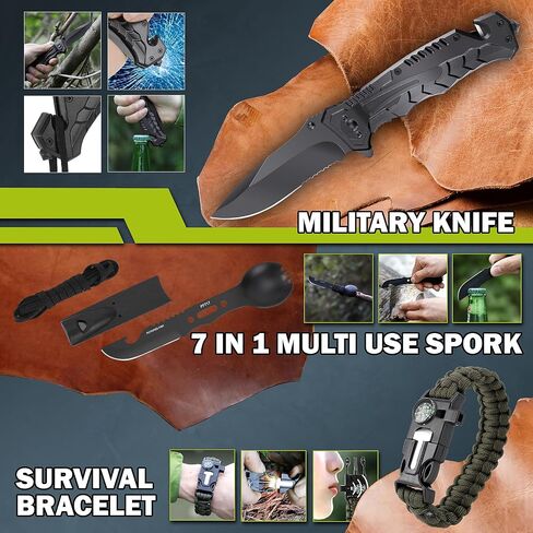 Survival Kit 17 in 1, Survival Gear and Supplies for Adult Teen Men, Survival Case, 2025 Xmas Holiday Surprise Gift for Fishing Hunting Camping Outdoor Adventure Gifts for Men Fathers Day in Saudi Arabia
