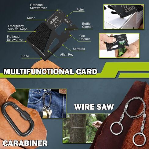 Survival Kit 17 in 1, Survival Gear and Supplies for Adult Teen Men, Survival Case, 2025 Xmas Holiday Surprise Gift for Fishing Hunting Camping Outdoor Adventure Gifts for Men Fathers Day in Saudi Arabia