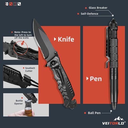 VEITORLD Gifts for Men Dad Him Christmas - Survival Gear and Equipment 12 in 1, Survival Kits - Cool Unique Fishing Hunting Birthday Gifts for Husband Teen Boy Boyfriend Women, Mens Stocking Stuffers in Kuwait