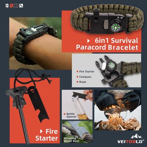 VEITORLD Gifts for Men Dad Him Christmas - Survival Gear and Equipment 12 in 1, Survival Kits - Cool Unique Fishing Hunting Birthday Gifts for Husband Teen Boy Boyfriend Women, Mens Stocking Stuffers in Kuwait